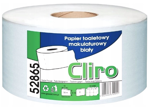 Obrazek Papier toal JUMBO CLIRO makul 2w 65% biały 120m/12