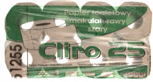 Obrazek Papier toaletowy szary CLIRO 51255 25 1 warstwa 25mb, 64 rolki