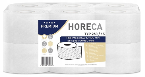Obrazek Papier toaletowy HORECA Premium MiniJumbo celuloza, 12 rolek, 3 warstwy