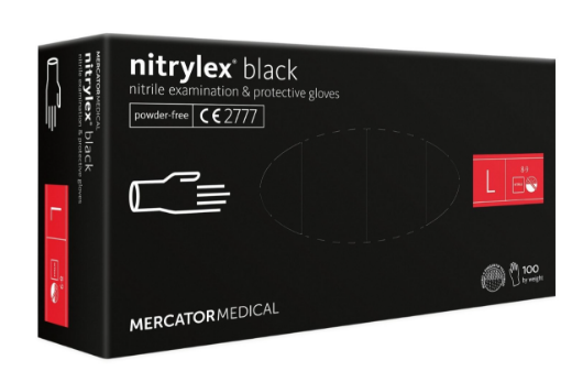 Obrazek Rękawice nitrylowe Nitrylex PF L bezpudrowe czarne 100 sztuk