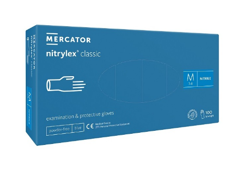 Obrazek Rękawice nitrylowe Nitrylex M bezpudrowe niebieskie 100 sztuk