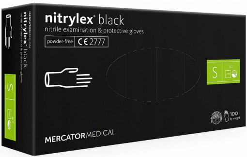 Obrazek Rękawice nitrylowe Nitrylex S bezpudrowe czarne 100 sztuk