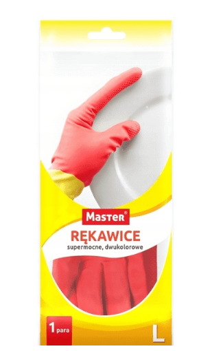 Obrazek Rękawice gumowe MASTER L żółto- czerwone S433