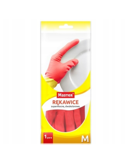 Obrazek Rękawice gumowe MASTER M żółto- czerwone S432