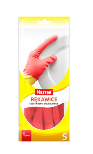 Obrazek Rękawice gumowe MASTER S żółto- czerwone S431