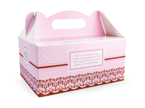 Obrazek Pudełko na ciasto różowe 19x14x9 KOMUNIA 10 sztuk