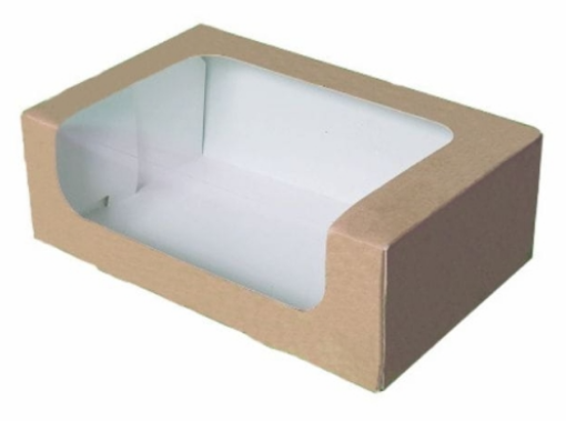 Obrazek Pudełko na ciasto z oknem brązowe 22x22x11 P4398 