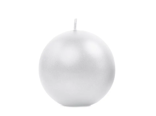 Obrazek Świeca w kształcie kuli biała perła metalizowana