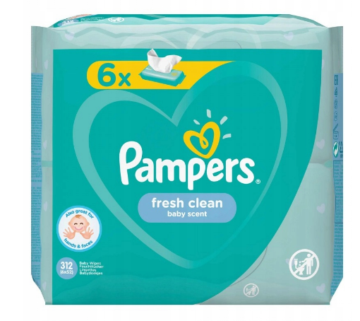 Obrazek Chusteczki nawilżane Pampers fresh clean 6x 52szt.